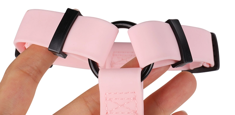 OKEYPETS rozā krāsas PVC ūdensnecaurlaidīgs suņu iejūgs, mazgājams, regulējams, āra mājdzīvnieku iejūgs suņiem 10