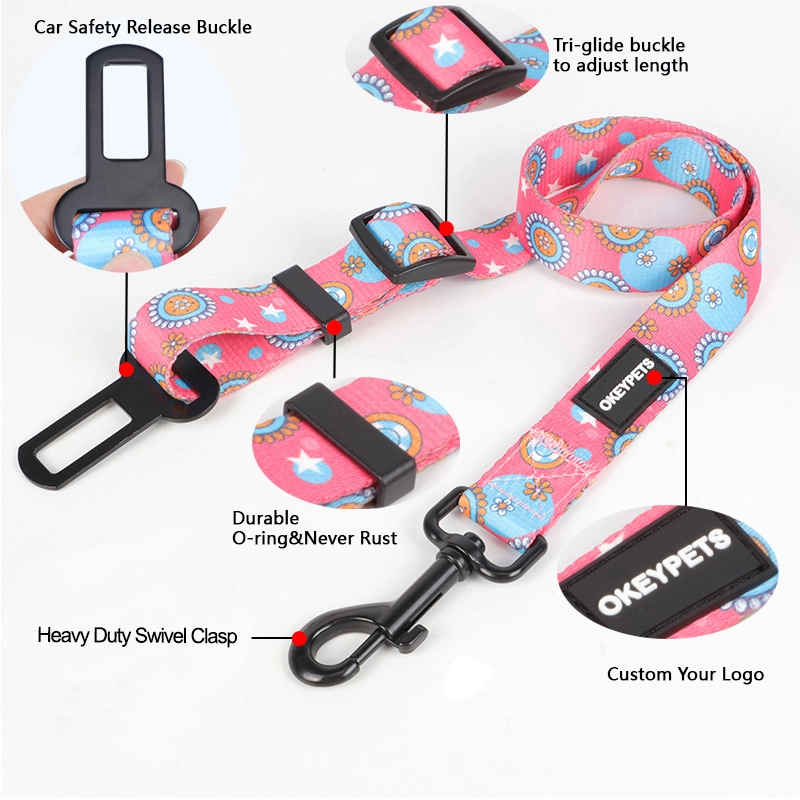 Laisse pour chien à motifs roses, ceinture de sécurité, fabricant de laisses pour chiens en gros - OKEYPETS 7