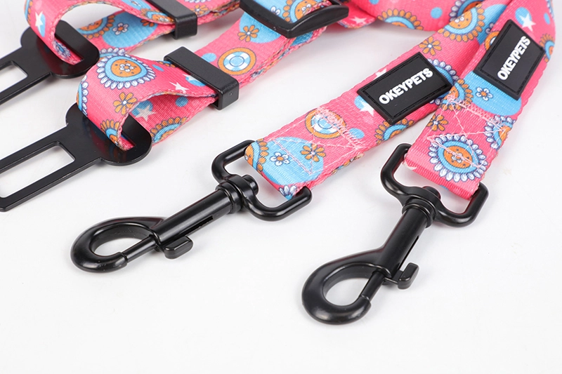 Laisse pour chien à motifs roses, ceinture de sécurité, fabricant de laisses pour chiens en gros - OKEYPETS 11