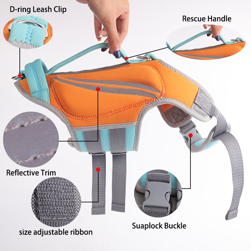 Gilet de sauvetage réfléchissant pour chien OKEYPETS, meilleur gilet de sauvetage pour chien, gilet de sauvetage ajustable pour animaux de compagnie 10
