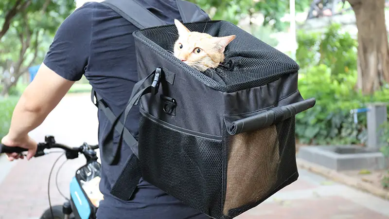 OKEYPETS Nagy kapacitású kültéri kisállat utazó hátizsák kutya kerékpár kosár összecsukható táska kerékpár első kormányra szerelhető kisállat szállító 1