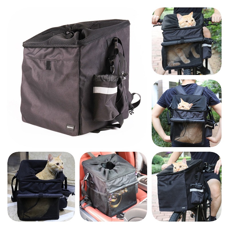 OKEYPETS Nagy kapacitású kültéri kisállat utazó hátizsák kutya kerékpár kosár összecsukható táska kerékpár első kormányra szerelhető kisállat szállító 16