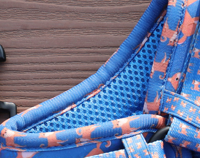 Harnais pour animaux de compagnie OKEYPETS en néoprène imprimé par sublimation sur polyester, ensemble de harnais pour chien personnalisé de haute qualité avec logo en PVC 13