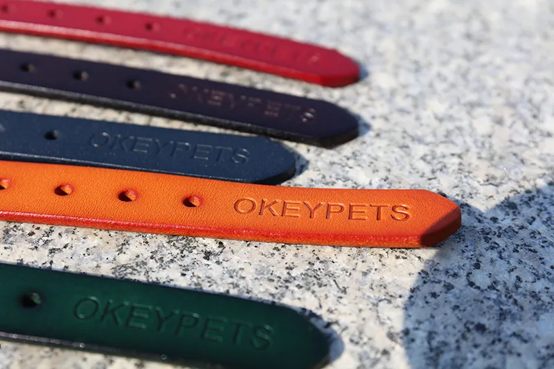 OKEYPETS Personalized Luxury Genuine Leather Dog Collar - Durable & Stylish 4