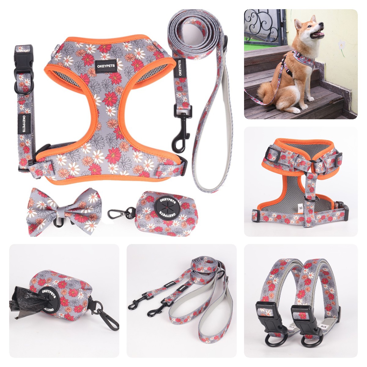 Harnais pour chien unique OKEYPETS anti-traction, souple, en forme de Y, pour la promenade. 13