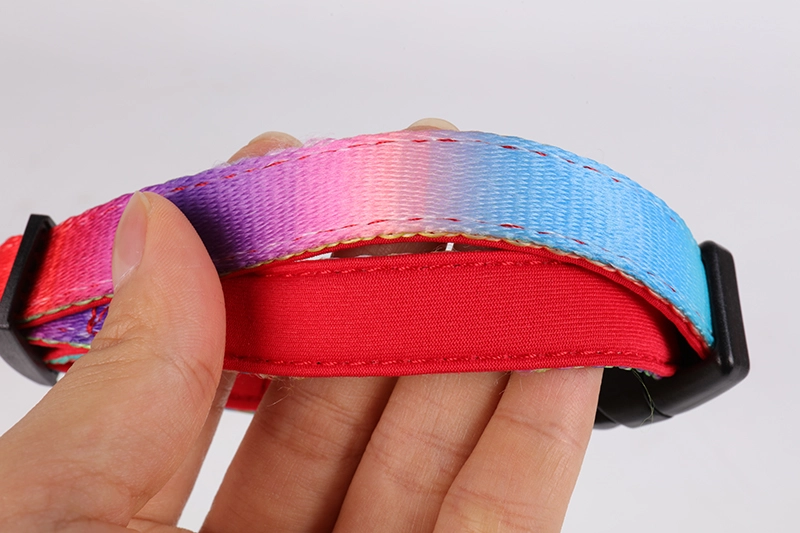 Collier pour chien OKEYPETS personnalisé arc-en-ciel par sublimation, ajustable, en néoprène souple rembourré, idéal pour l'entraînement et la course. 12