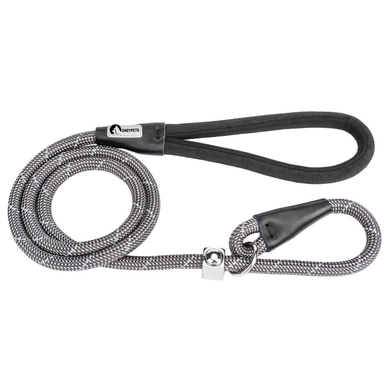 Collier et laisse pour chien Okeypets en nylon réfléchissant, poignée ronde souple et rembourrée, corde haute réflective. 12