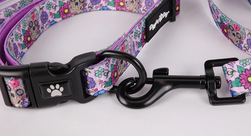 Fournisseur de Guangzhou OKEYPETS Laisse pour chien à dégagement rapide, impression violette 12