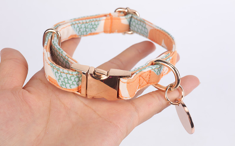 Collier pour chien/chat OKEYPETS personnalisé avec logo et étiquette, couleur or rose, boucle de sécurité, accessoire en coton pour animaux de compagnie. 14