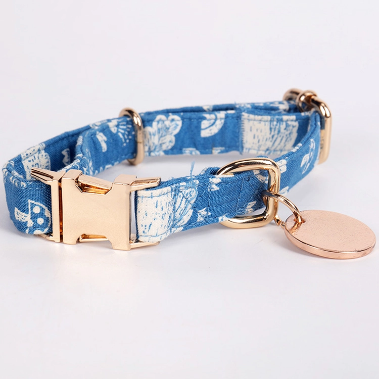 Collier pour chien/chat OKEYPETS personnalisé avec logo et étiquette, couleur or rose, boucle de sécurité, accessoire en coton pour animaux de compagnie. 12