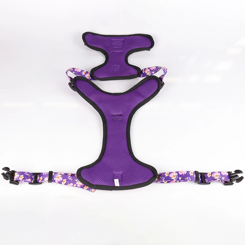 Harnais pour chien OKEYPETS de qualité OEM, imprimé floral violet réfléchissant, facile à contrôler, idéal pour l'entraînement des grands chiens. Qualité directe d'usine. Idéal pour les grands chiens. 13