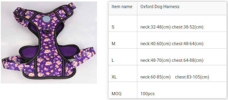 Harnais pour chien OKEYPETS de qualité OEM, imprimé floral violet réfléchissant, facile à contrôler, idéal pour l'entraînement des grands chiens. Qualité directe d'usine. Idéal pour les grands chiens. 9