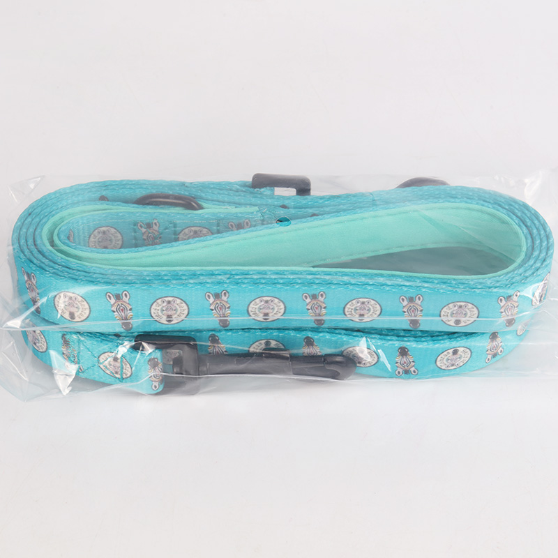 Laisse rembourrée OKEYPETS personnalisée avec impression par sublimation d'un adorable zèbre et poignée en néoprène 10