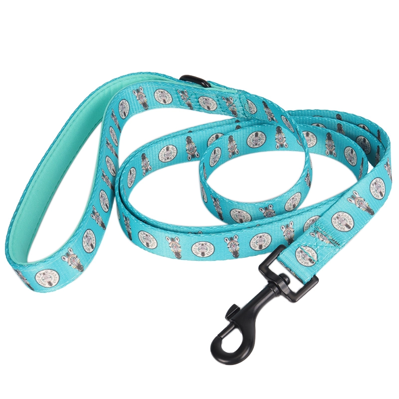 Laisse rembourrée OKEYPETS personnalisée avec impression par sublimation d'un adorable zèbre et poignée en néoprène 7