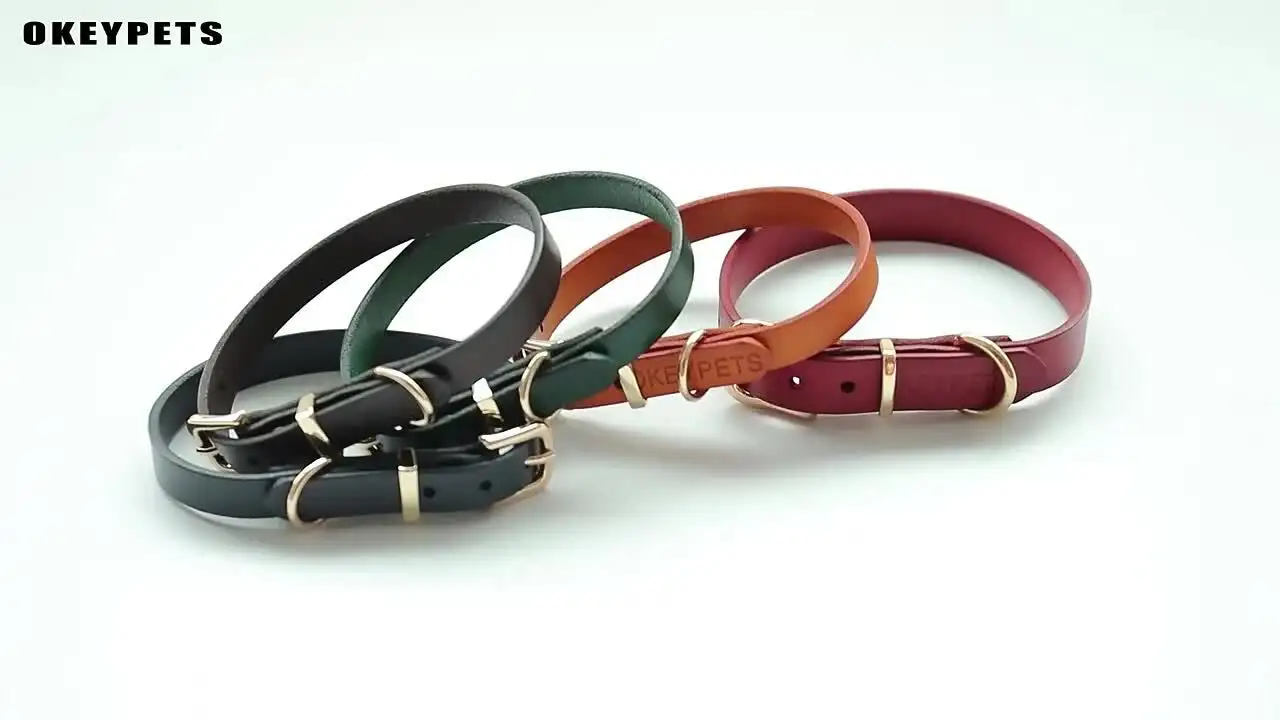 Durable Adjustable Brown Leather Dog Collar 3