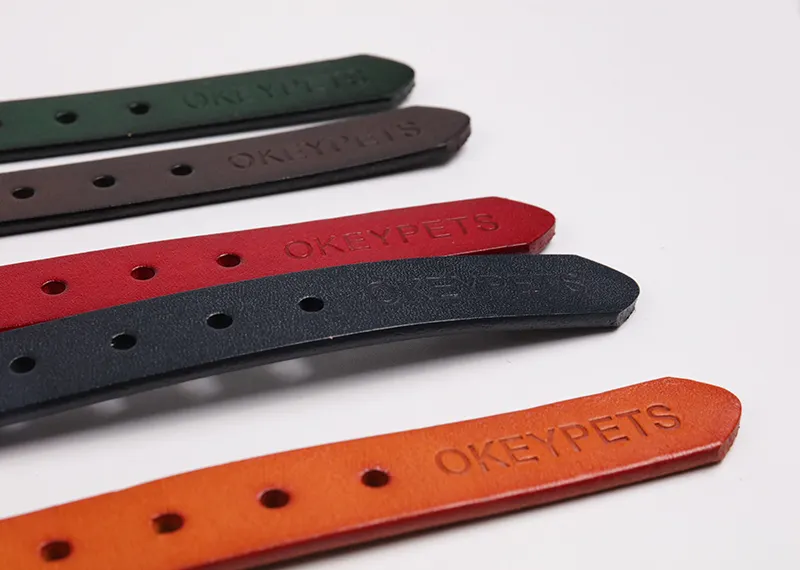 Durable Adjustable Brown Leather Dog Collar 7