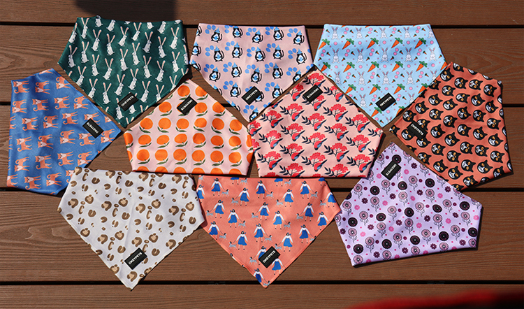Bandana triangulaire en tweed polyester personnalisé pour chien avec logo imprimé 13