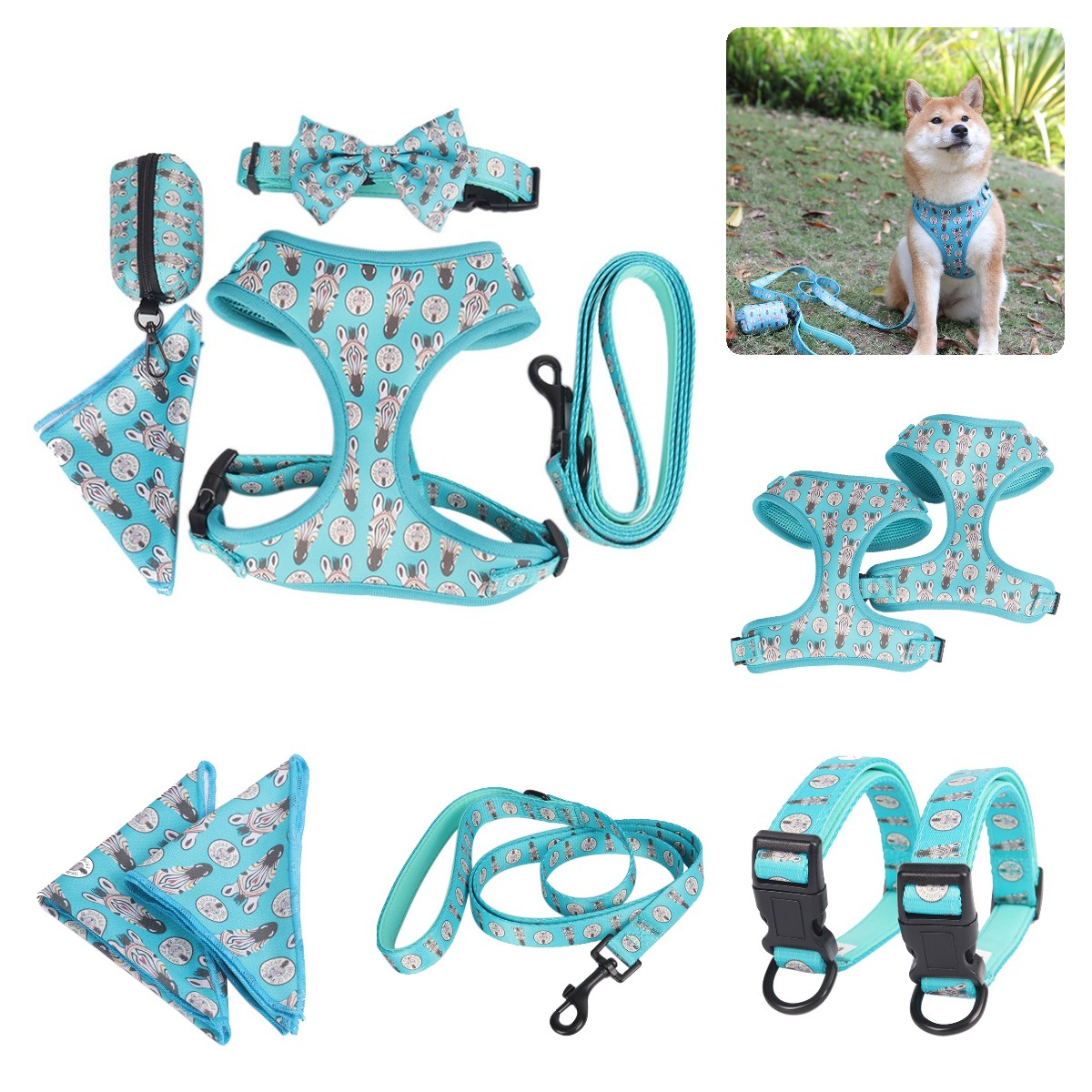 OKEYPETS Accessoires pour animaux de compagnie - Sac à déjections canines en néoprène imprimé zèbre - Distributeur de sacs à déjections canines 13