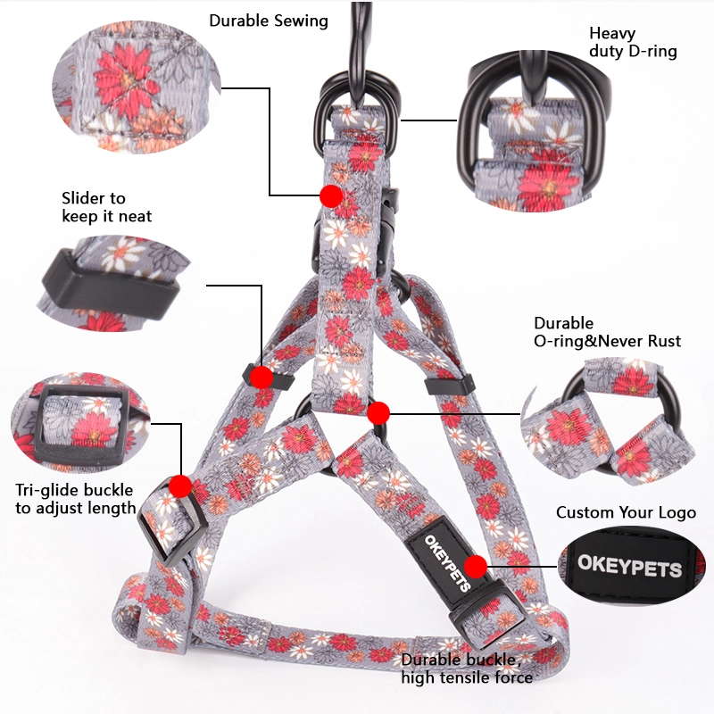 Harnais pour chien OKEYPETS en polyester confortable avec motifs mignons imprimés 8
