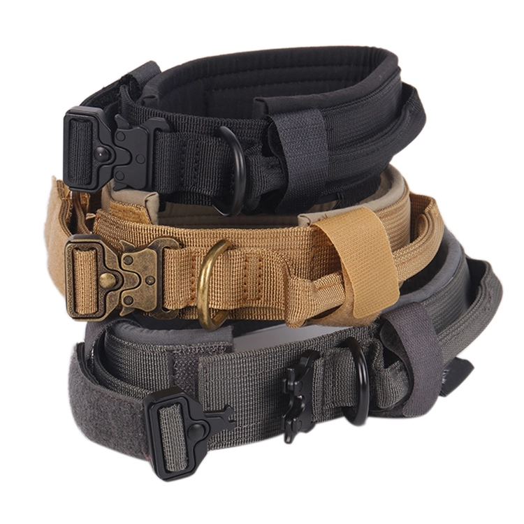 Collier tactique rembourré en néoprène OKEYPETS pour chien, avec boucle métallique robuste. Collier d'entraînement militaire durable pour grands animaux de compagnie. 11