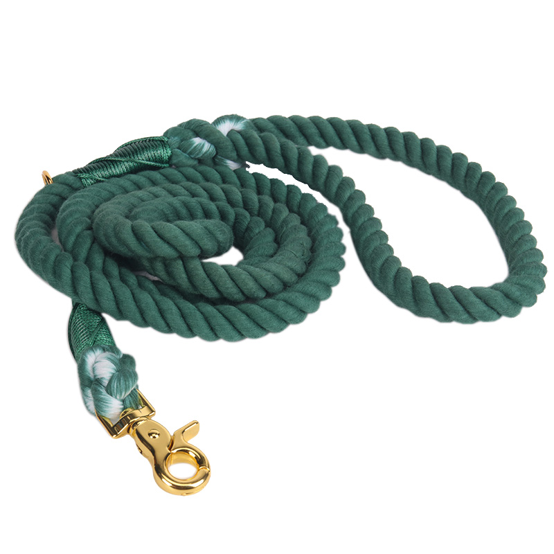 Laisse pour chien OKEYPETS personnalisée, robuste et durable, en coton vert résistant, idéale pour les promenades en extérieur. 7