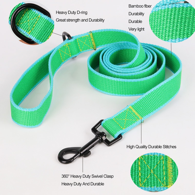 OKEYPETS, fournisseur professionnel de produits pour animaux de compagnie : laisse personnalisée en bambou pour chien avec crochet métallique robuste 7