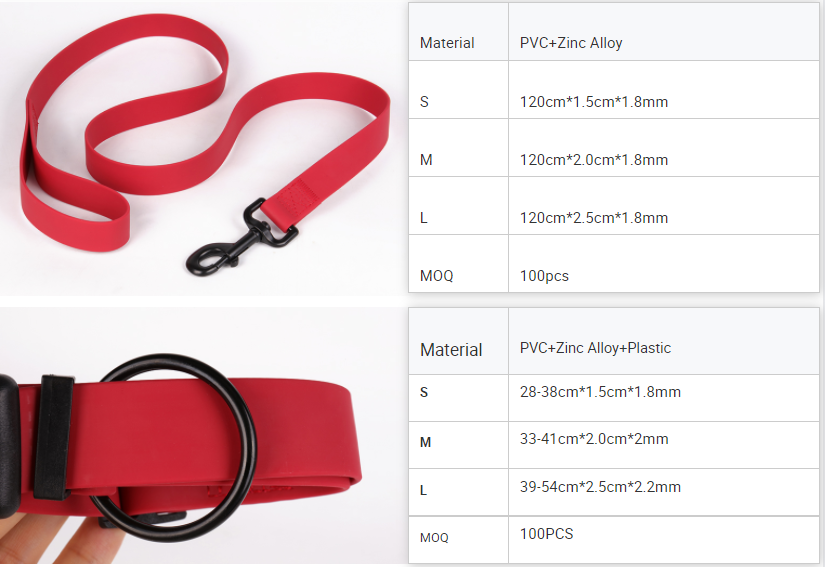 OKEYPETS Wholesale Sublimation Solid Waterproof Durable PVC Pet Dog Collar Leash Set For Running Training 5