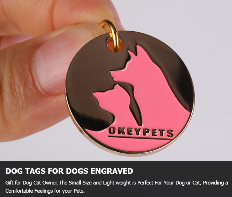 OKEYPETS Médaille d'identification personnalisée pour chien et chat, gravée recto verso 10
