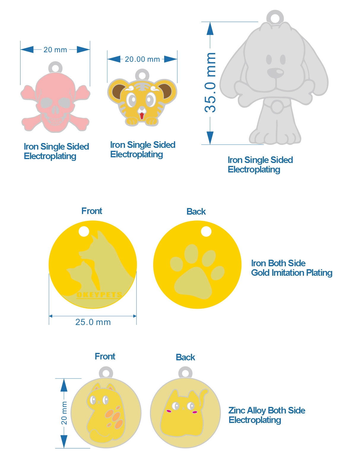 OKEYPETS Médaille d'identification personnalisée pour chien et chat, gravée recto verso 7