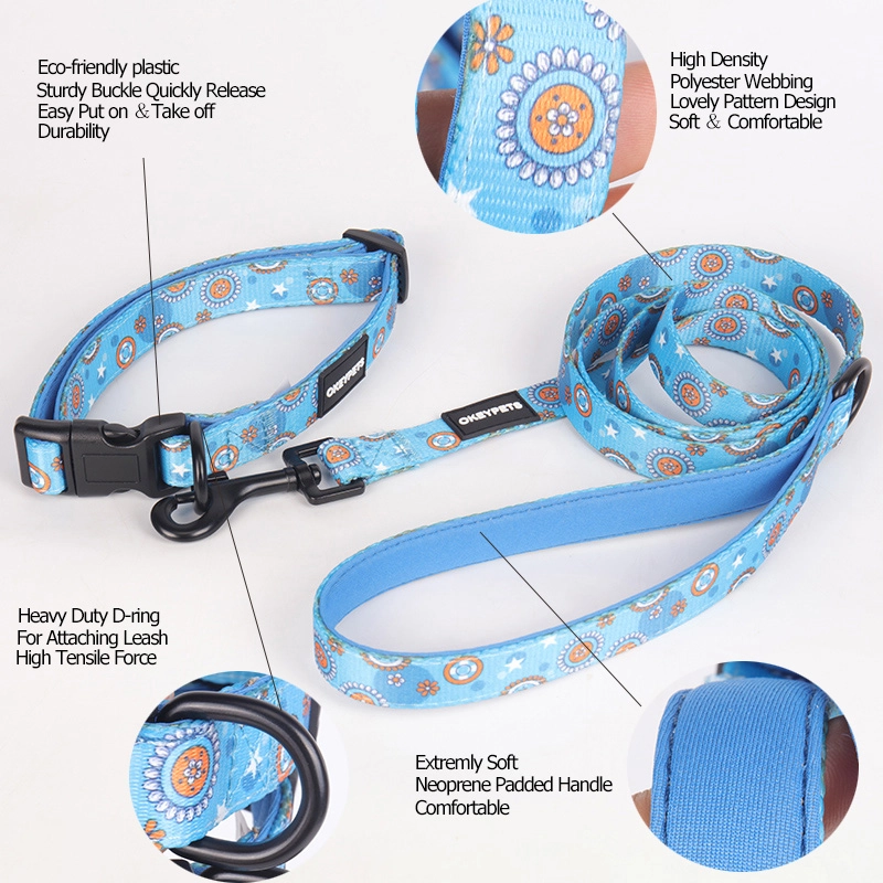 Okeypets personalizirane ogrlice i povodci za pse, mekane podstavljene ogrlice za pse i mačke s ručkom, set povodaca za šetnju i trčanje 7