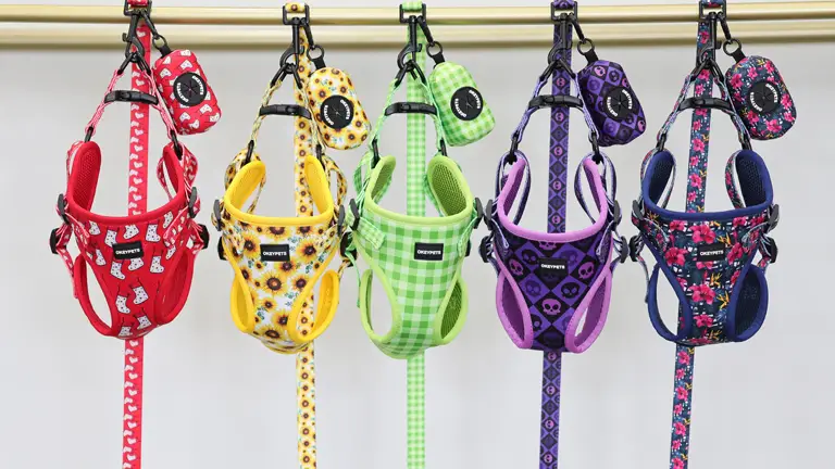 Harnais en néoprène personnalisé par impression par sublimation, étiquette PVC avec marque, ensemble de harnais pour chien personnalisé 1