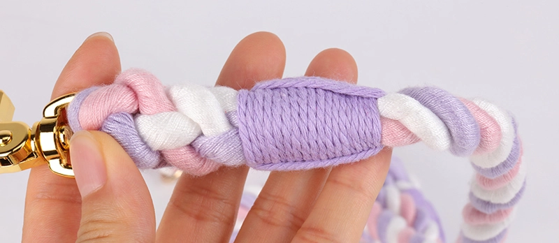 Laisse pour chien OKEYPETS en coton multicolore résistant tressé à la main, avec nœud. 13