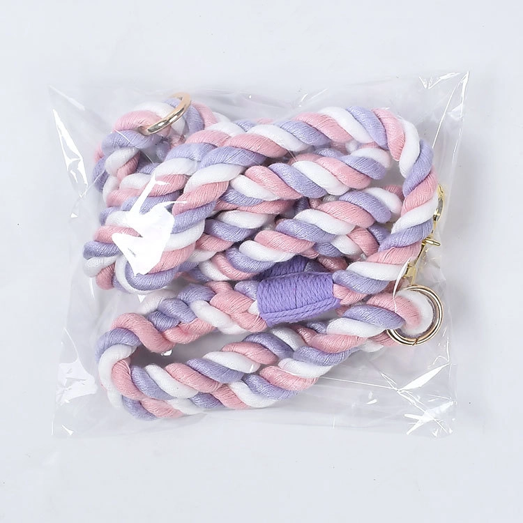 Laisse pour chien OKEYPETS en coton multicolore résistant tressé à la main, avec nœud. 14