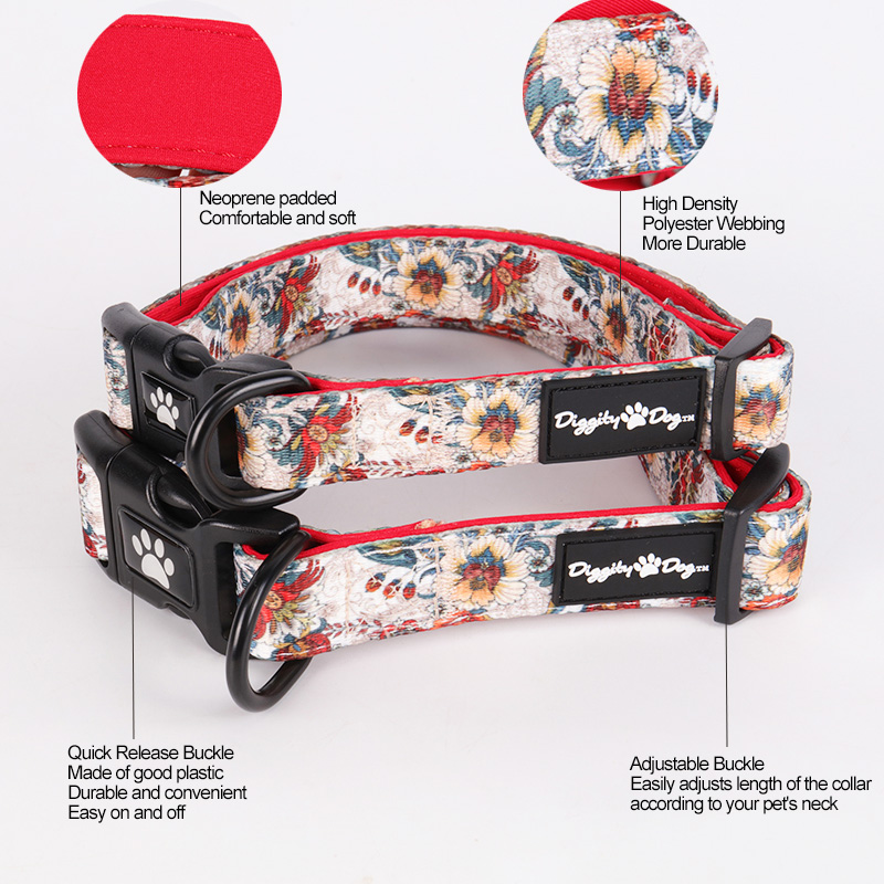 OKEYPETS Nouveau collier pour animaux de compagnie imprimé personnalisé, clip en néoprène, collier de sécurité pour chien 6
