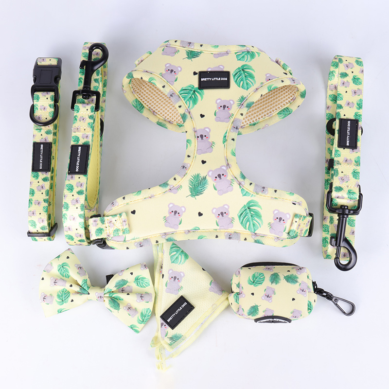 Harnais pour chien en néoprène de créateur, logo imprimé personnalisé, vente en gros, petit harnais de luxe mignon en néoprène 11