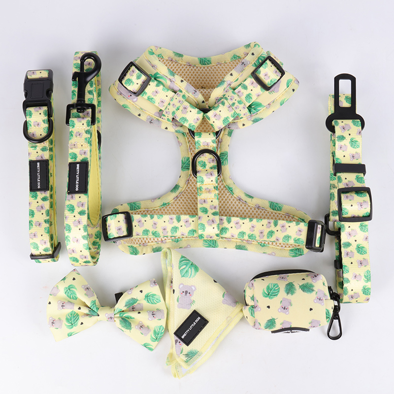 Harnais pour chien en néoprène de créateur, logo imprimé personnalisé, vente en gros, petit harnais de luxe mignon en néoprène 12
