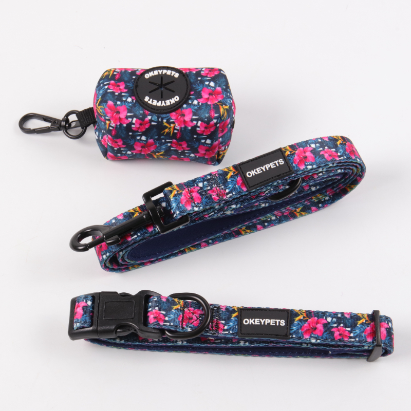 OKEYPWTS Nouveau design Harnais pour chien One Step In personnalisé en néoprène polyester avec logo imprimé Ensemble de harnais mignon One Step In 13