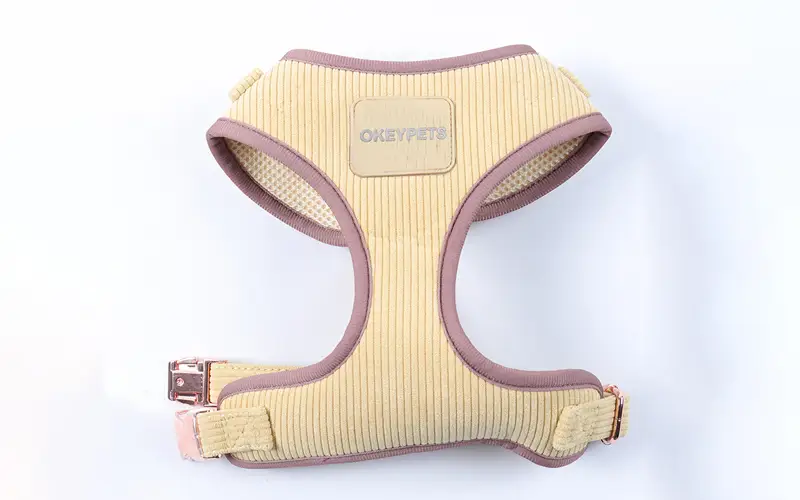 OKEYPETS Harnais pour chien en velours côtelé doux, confortable et ajustable, personnalisables avec logo, vente en gros 1