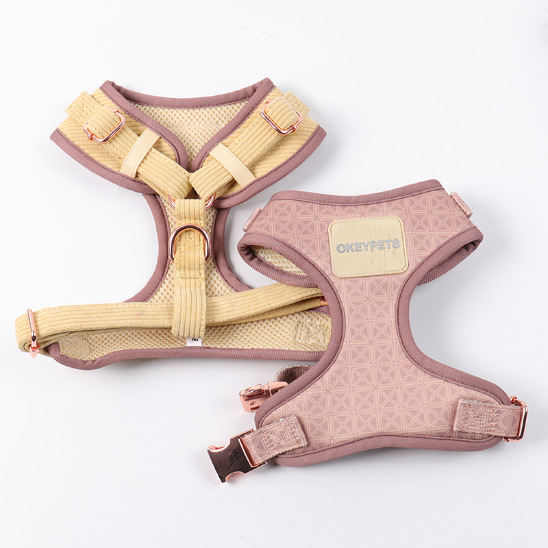 OKEYPETS Harnais pour chien en velours côtelé doux, confortable et ajustable, personnalisables avec logo, vente en gros 12