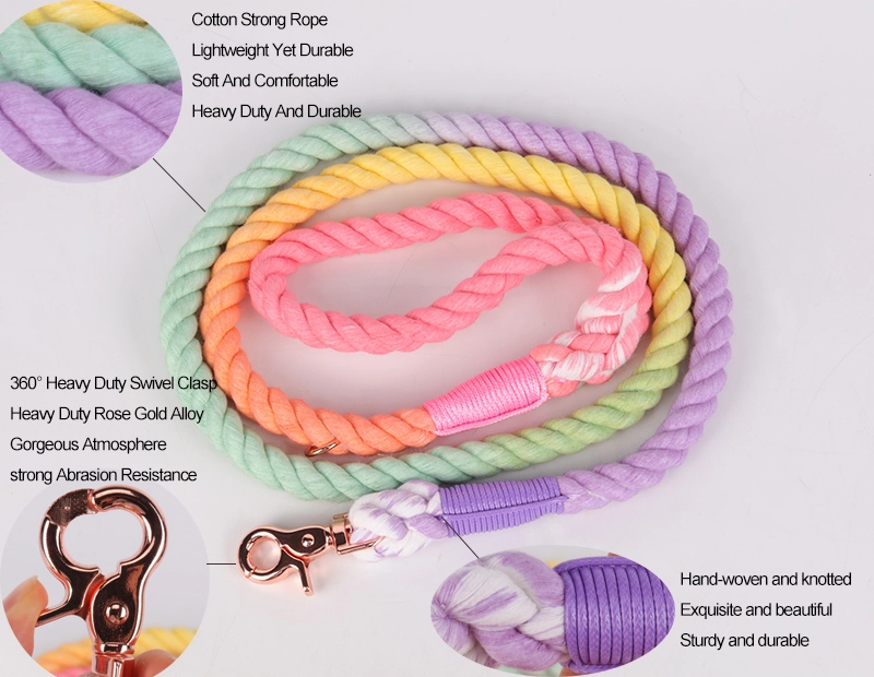 OKEYPETS Accessoires pour animaux de compagnie Laisse d'entraînement robuste avec poignée souple, couleur violette, corde tressée antidérapante 8