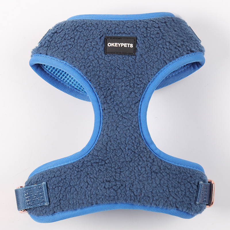 OKEYPETS New Design High Quality Sherpa Dog Harness Custom Adjustable Soft Comfortable Luxury Sherpa Dog Harness Set 6