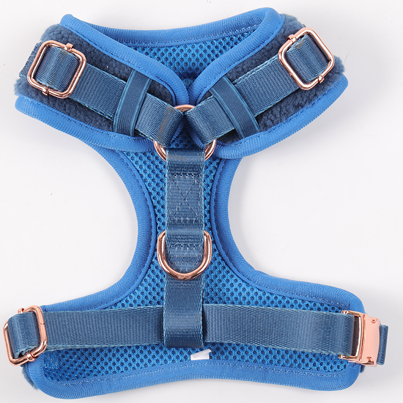 OKEYPETS New Design High Quality Sherpa Dog Harness Custom Adjustable Soft Comfortable Luxury Sherpa Dog Harness Set 9