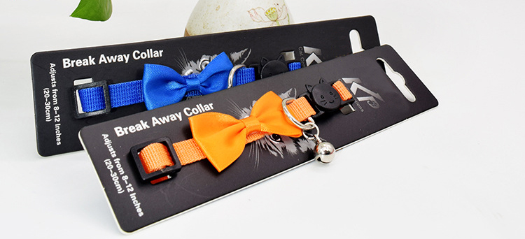 OKEYPETS - Forskellige farver print justerbar størrelse sikkerhedsklokke udløser kattehalsbånd med sløjfe 8