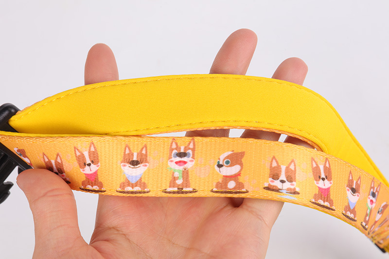 Collier pour chien OKEYPETS ajustable, jaune, imprimé chiot mignon, en polyester par sublimation, personnalisable 13