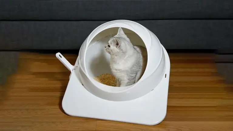 OKEYPETS - jauna dizaina kosmosa kapsulas tipa videi draudzīga kaķu tualete slēgta kaķu pakaišu kaste balta kaķu pakaišu kaste 1