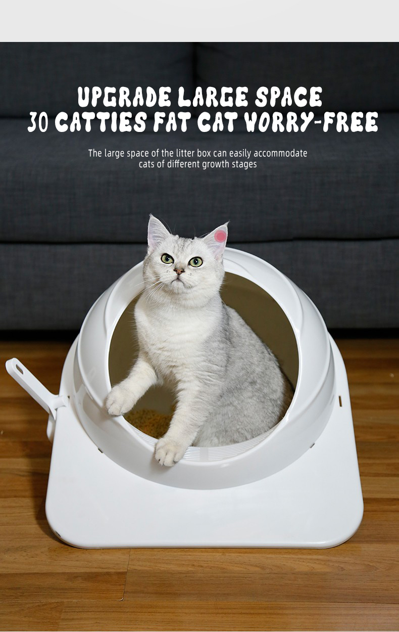 OKEYPETS - Bac à litière de luxe grand format fermé, désodorisant et anti-éclaboussures, portable et facile à nettoyer 13