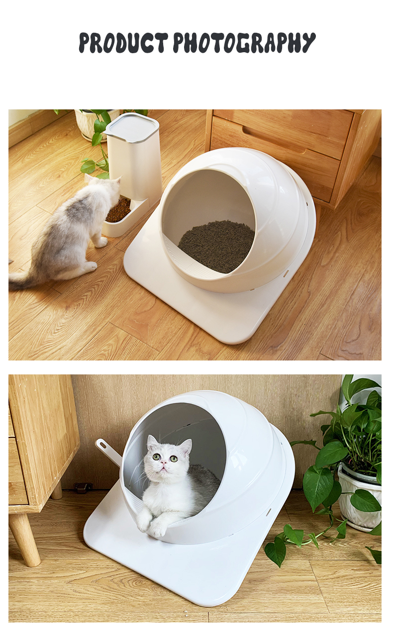 OKEYPETS - Bac à litière de luxe grand format fermé, désodorisant et anti-éclaboussures, portable et facile à nettoyer 18