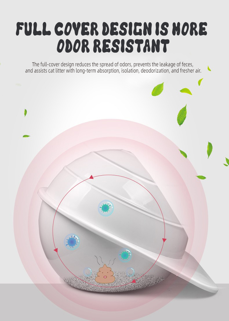 OKEYPETS - Bac à litière de luxe grand format fermé, désodorisant et anti-éclaboussures, portable et facile à nettoyer 14