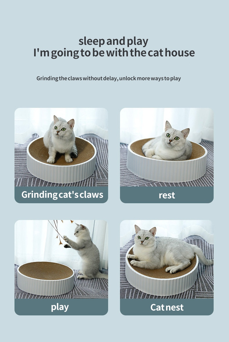 OKEYPETS - Macskamancs tábla Multifunkcionális hullámpapír mancs kisállat játék kerek macska kaparó tábla fészek macska kaparó tábla 21