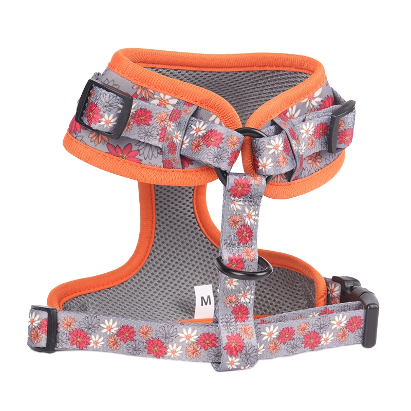 Abah-abah Anjing Berlapik Jaring Lembut Bercetak Bunga Kelabu Tersuai OKEYPETS Untuk Berjalan 10